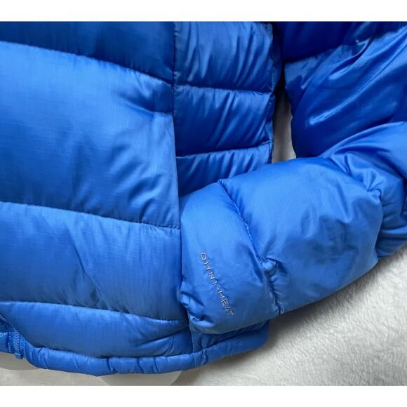 COLUMBIA Omni-Heat Down Jacket Sz Small Ski Coat Water Resistant Hooded Blue - Picture 4 of 11